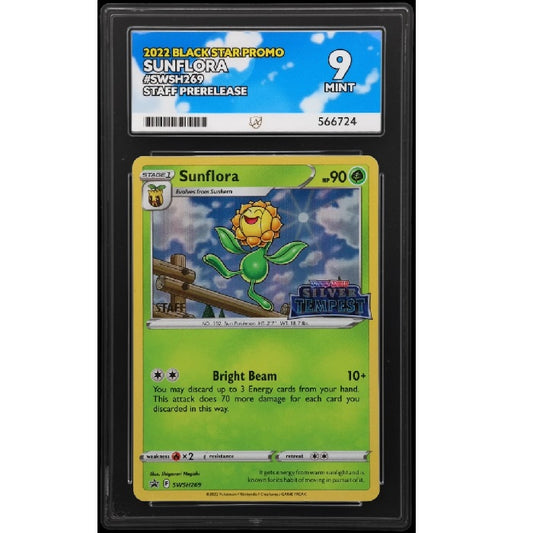 2022 Pokemon Black Star Promo Sunflora Staff Prerelease SWSH269 ACE 9 Mint Preowned