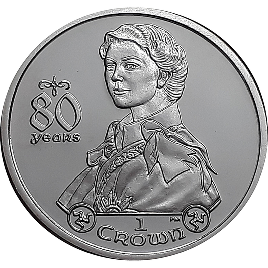 2006 Silver Isle Of Man Coin Crown Queen Elizabeth 28.7g Preowned