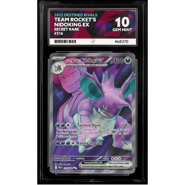 2025 Pokemon Destined Rivals Team Rocket's Nidoking Ex 216/182 ACE Gem Mint 10 Preowned