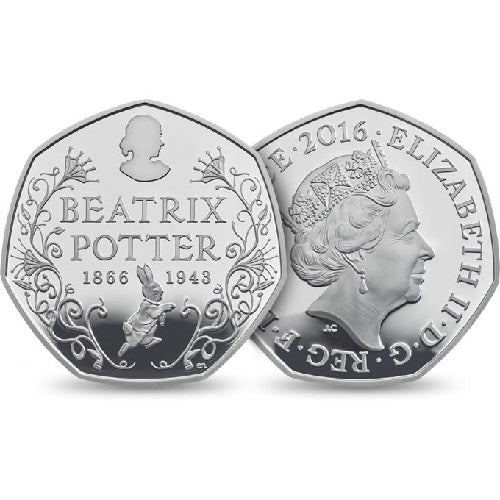 150th Anniversary Of Beatrix Potter 2016 UK 50P 925 Coin 8g