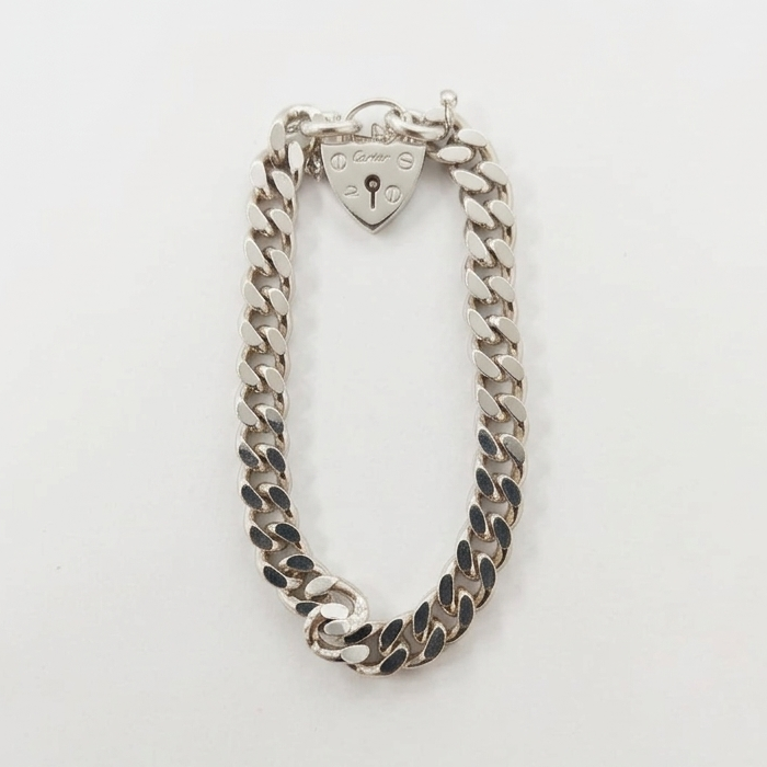 925 Silver Bracelet With Heart Approx 30.8g Preowned