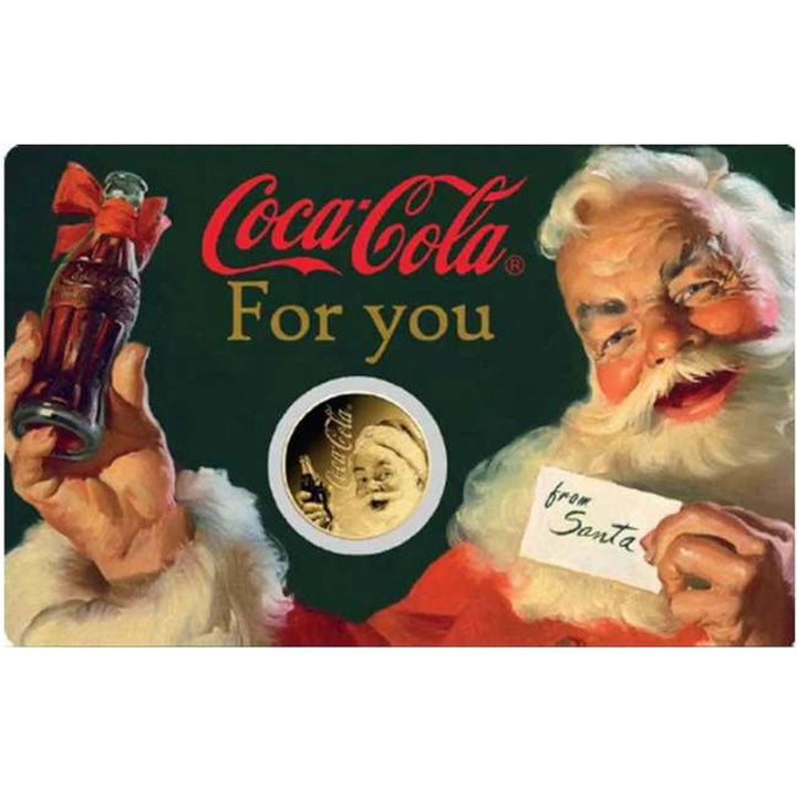 Coca Cola Santa Coin Card 999/1000 1/1000oz - Gold Gift
