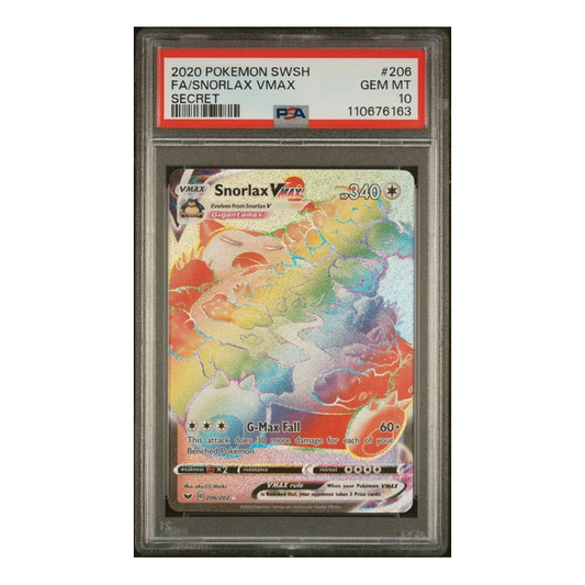 2020 Pokemon Sword & Shield Snorlax Full Art 206/202 PSA Gem MT 10 Preowned