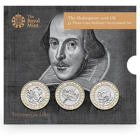 The Shakespeare 2016 UK £2 Three Coin Set Sealed Preowned