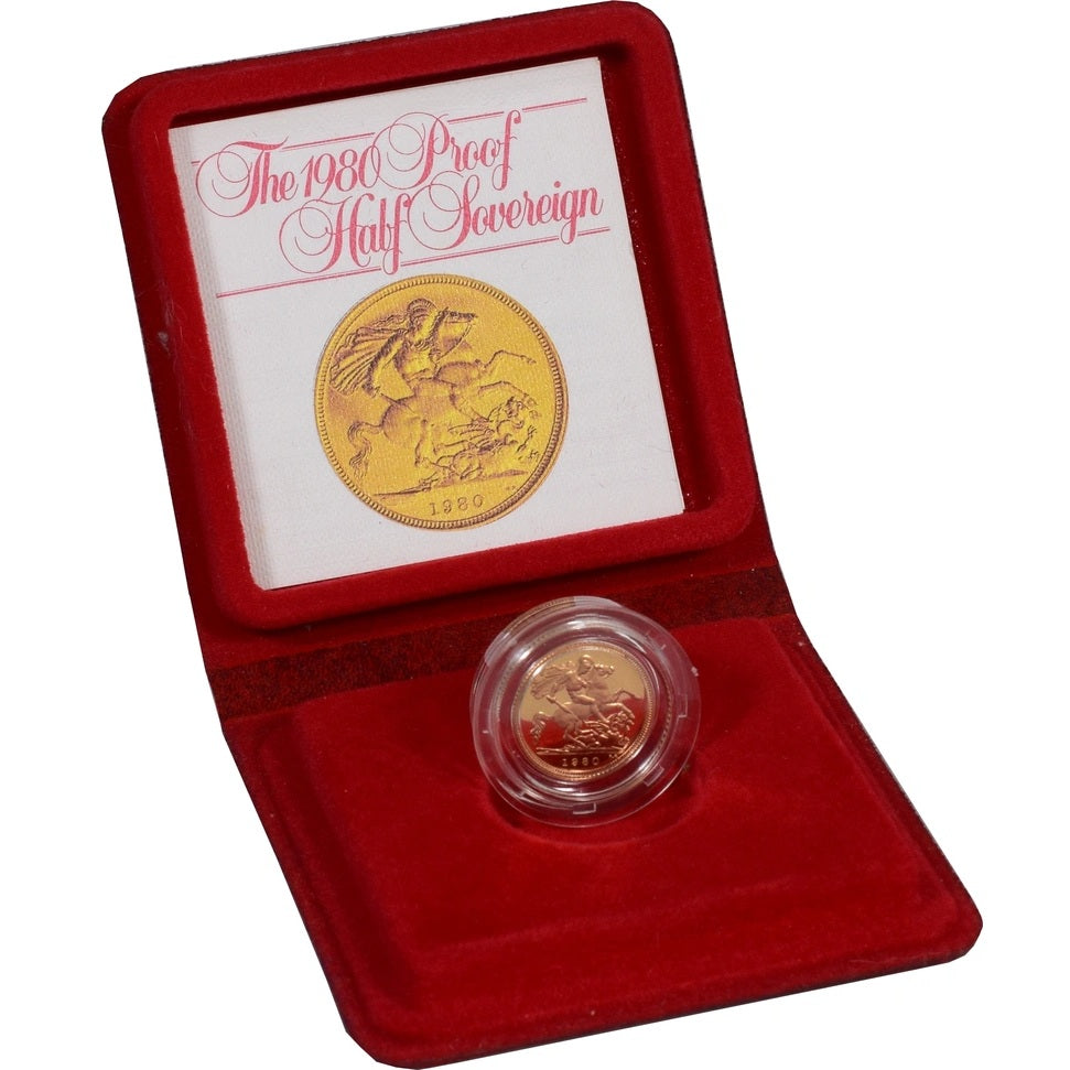 1980 22ct Gold Proof Half Sovereign 3.99g Preowned
