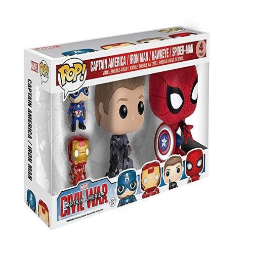 Funko Pop! - Captain America Civil War [4-Pack] Captain America/Iron Man/Hawkeye/Spider-Man (3+) Preowned
