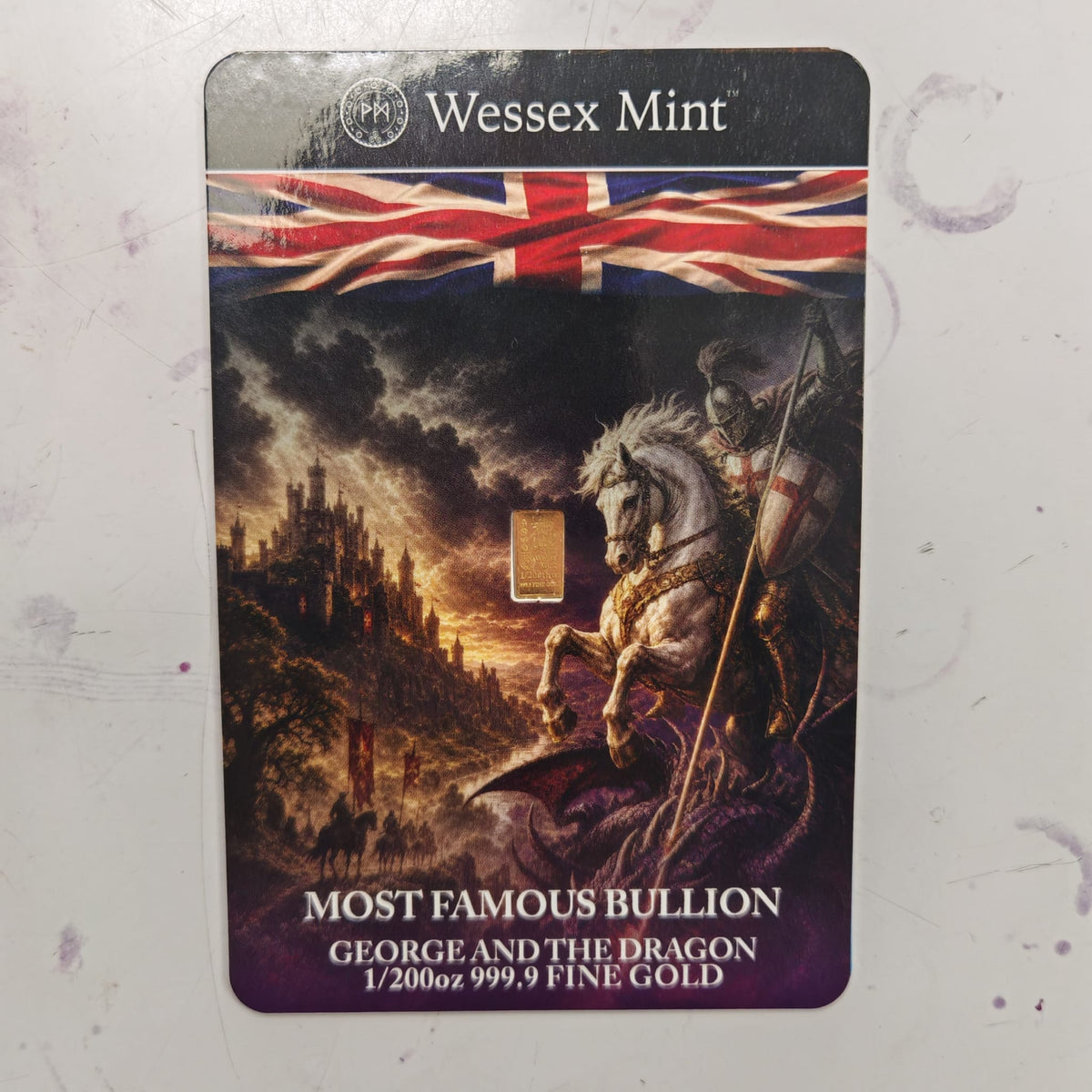 George And The Dragon 1/200oz Gold Bar Wessex Mint Preowned
