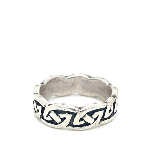 925 Silver Celtic Ring R 6.2g Preowned