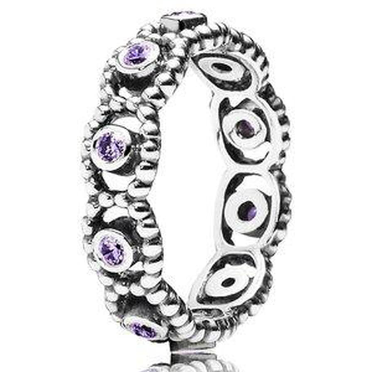 Pandora Her Majesty Purple CZ Ring Size M Approx 3.6g