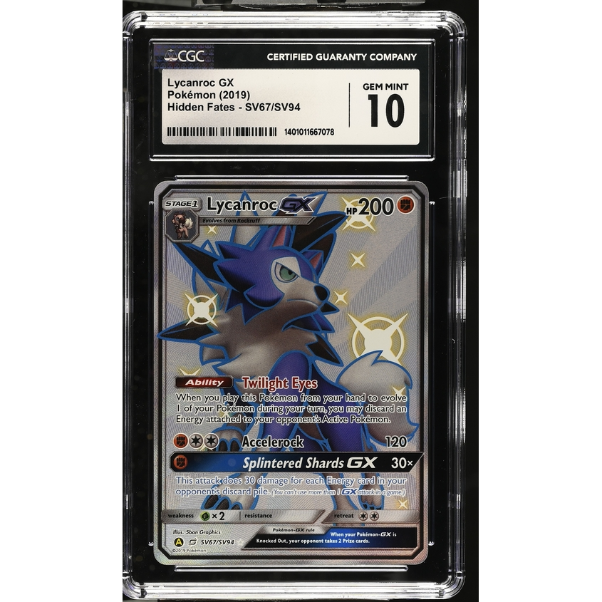 2019 Pokemon Hidden Fates Lycanroc GX SV67/SV94 CGC Gem Mint 10 Preowned