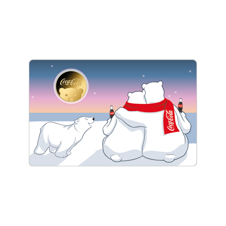 Coca Cola Polar Bear Coin Card 999/1000 1/1000oz - Gold Gift