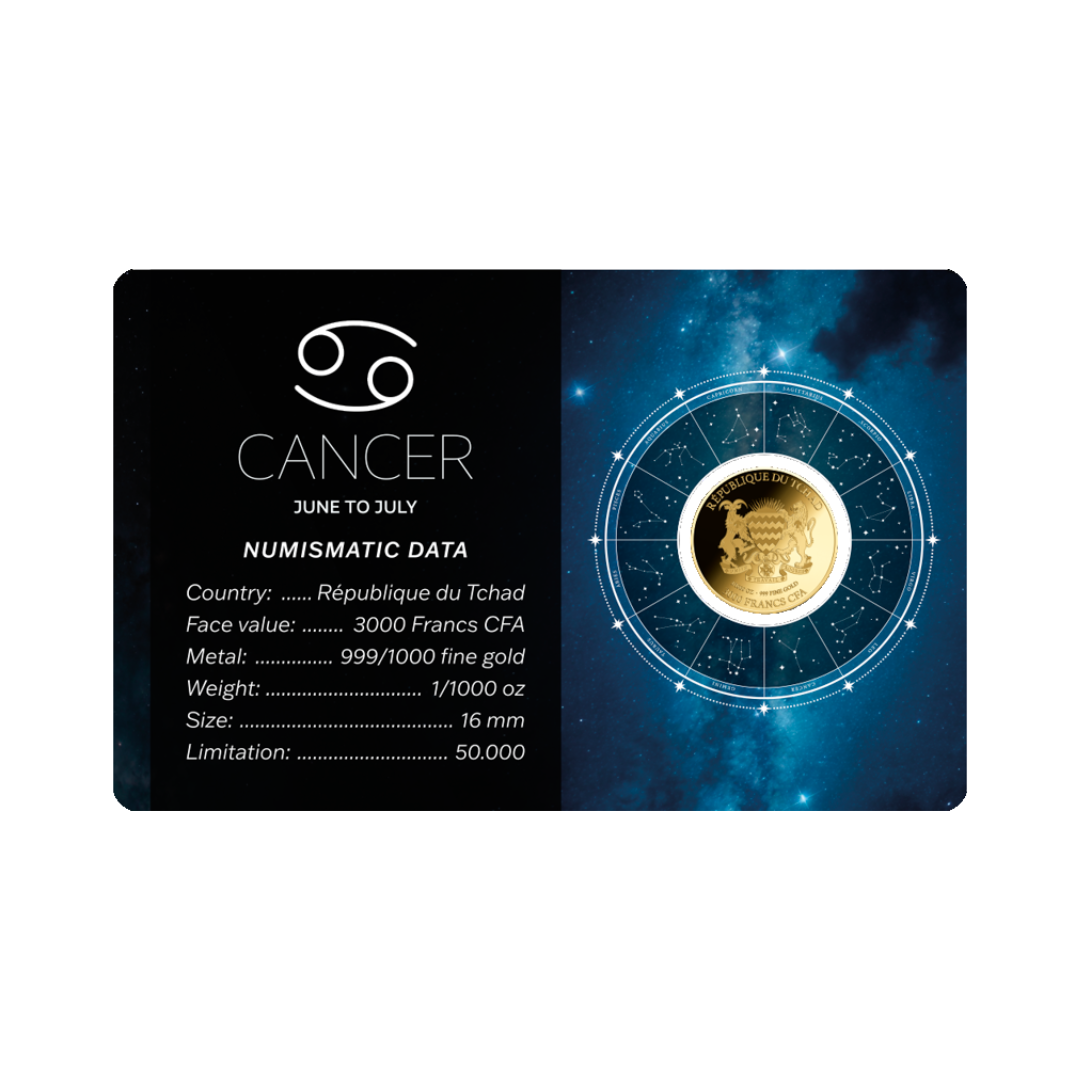 Zodiac Cancer Coin Card - Gold Gift