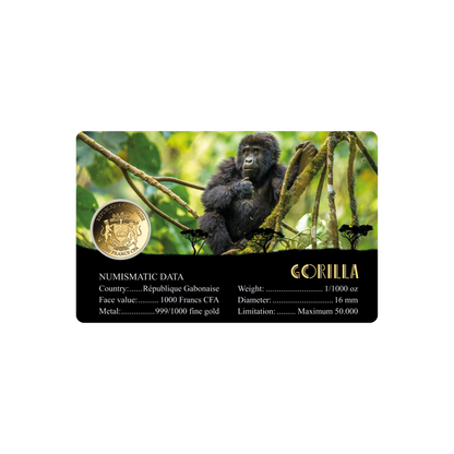 African Gorilla Coin Card - Gold Gift