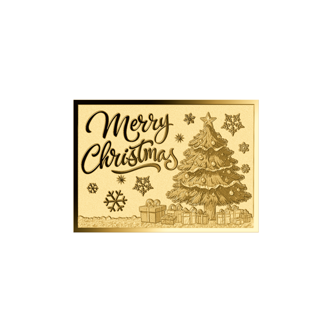 Merry Christmas Tree Coin Card - Gold Gift