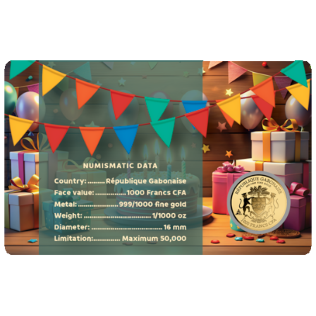 Happy Birthday Cake Coin Card - Gold Gift