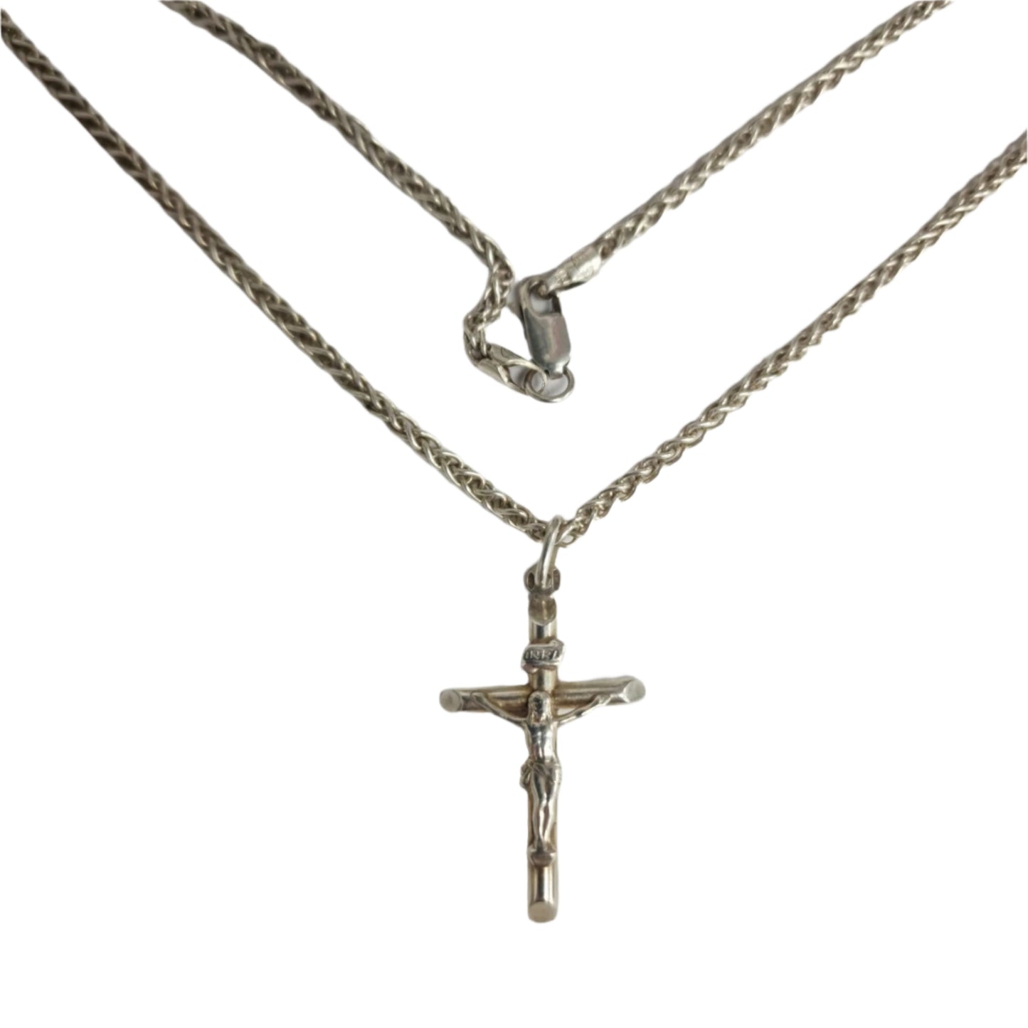 Silver Spiga Chain 19" 925 With Cross Pendant 14.0G Preowned