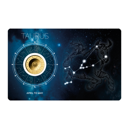 Zodiac Taurus Coin Card 999/1000 1/1000oz - Gold Gift Preowned