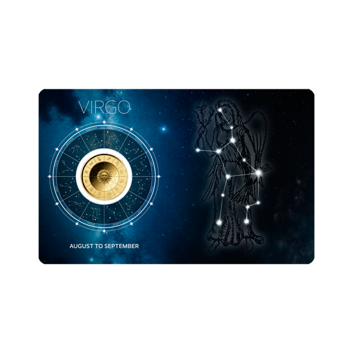 Zodiac Virgo Coin Card 999/1000 1/1000oz - Gold Gift Preowned