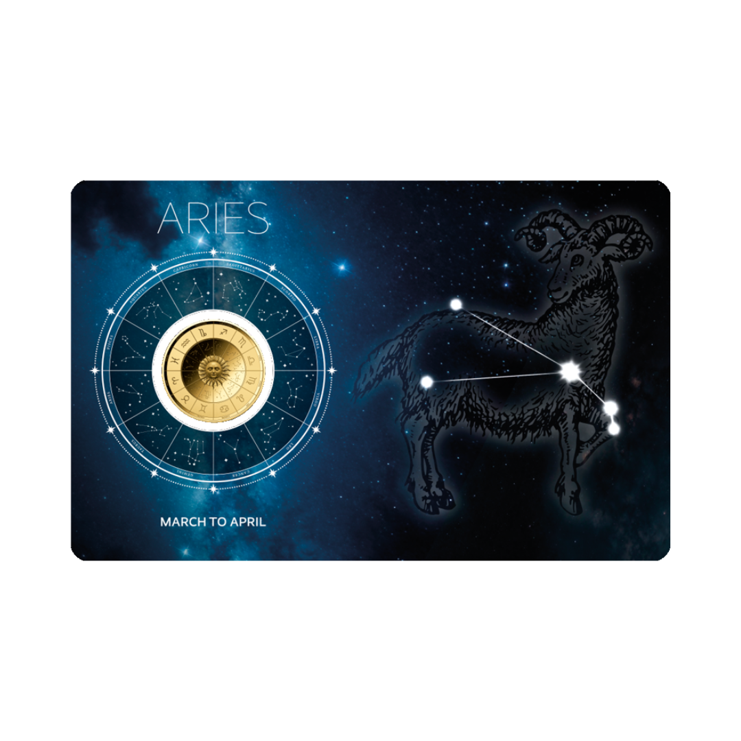 Zodiac Aries Coin Card 999/1000 1/1000oz - Gold Gift