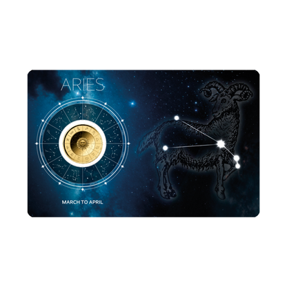 Zodiac Aries Coin Card 999/1000 1/1000oz - Gold Gift