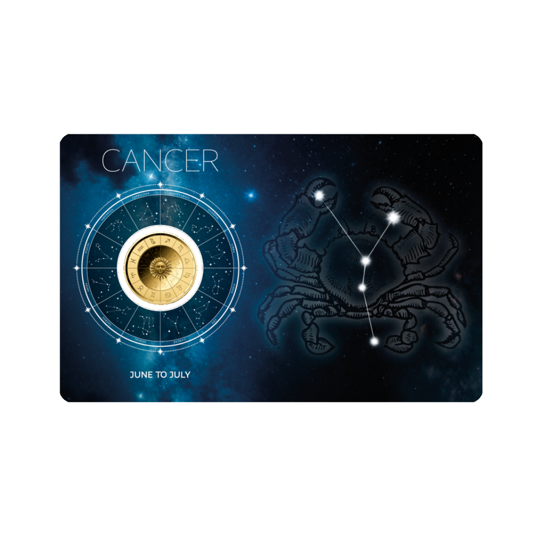 Zodiac Cancer Coin Card - Gold Gift