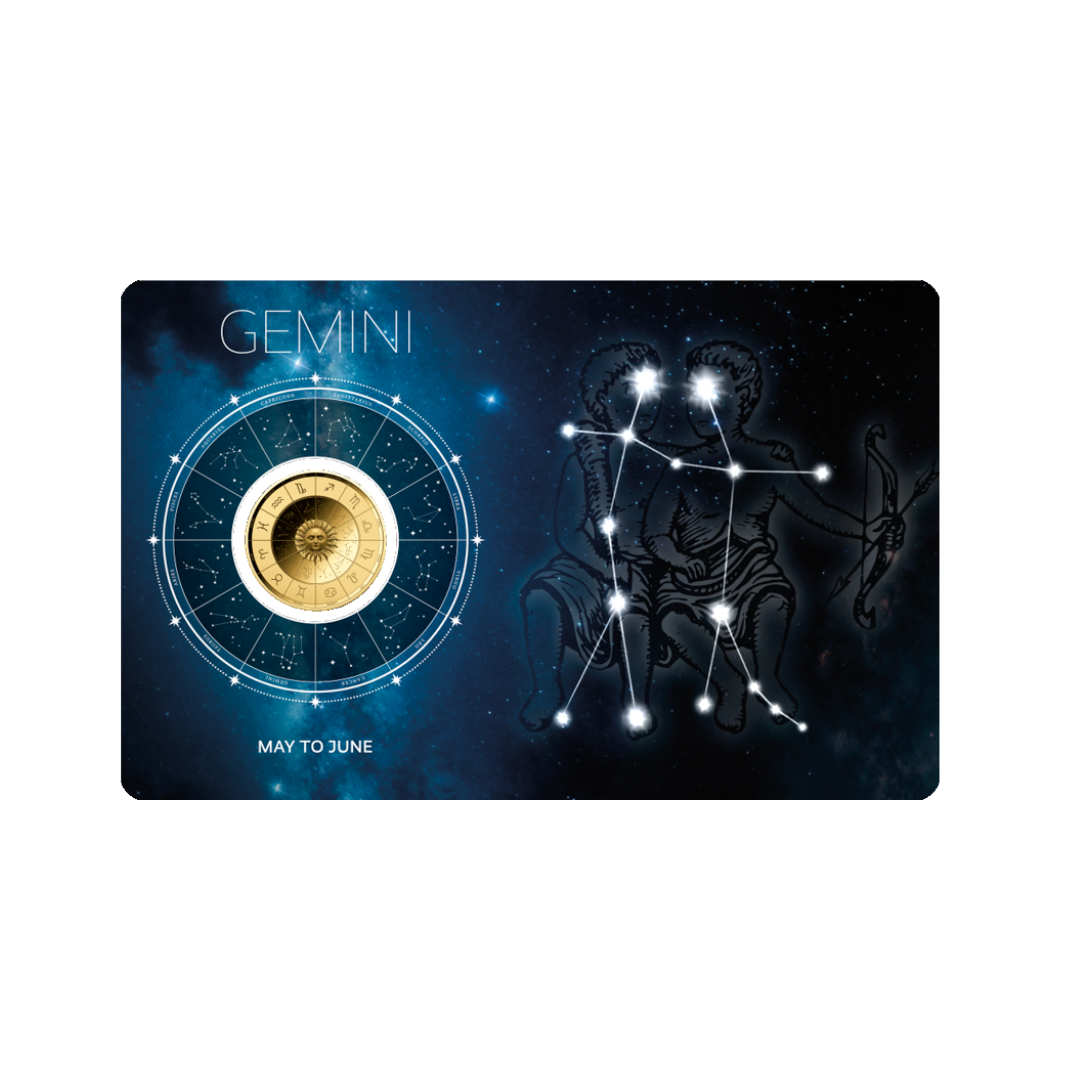 Zodiac Gemini Coin Card 999/1000 1/1000oz - Gold Gift