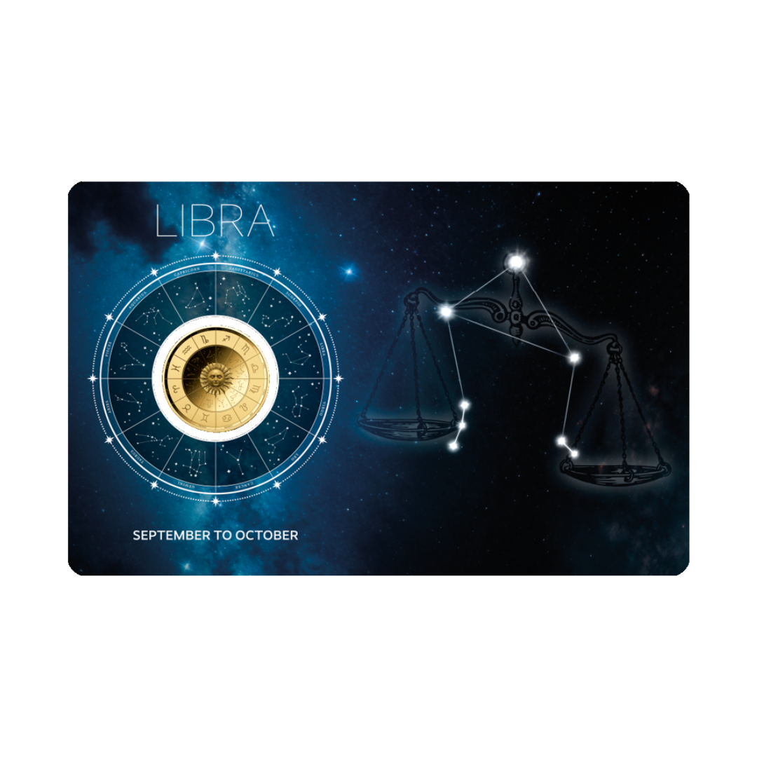 Zodiac Libra Coin Card 999/1000 1/1000oz - Gold Gift