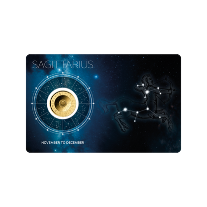 Zodiac Sagittarius Coin Card 999/1000 1/1000oz - Gold Gift Preowned