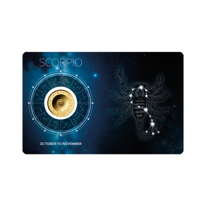 Zodiac Scorpio Coin Card 999/1000 1/1000oz - Gold Gift Preowned