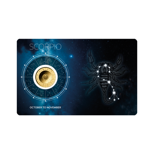 Zodiac Scorpio Coin Card 999/1000 1/1000oz - Gold Gift Preowned