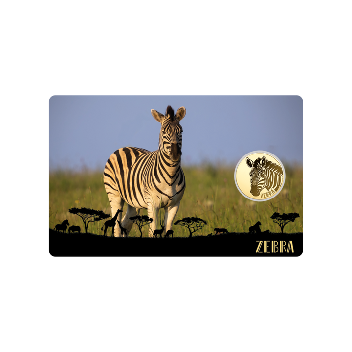 African Zebra Coin Card - Gold Gift