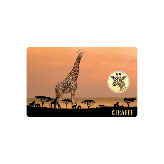African Giraffe Coin Card - Gold Gift