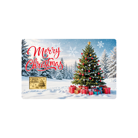 Merry Christmas Tree Coin Card - Gold Gift