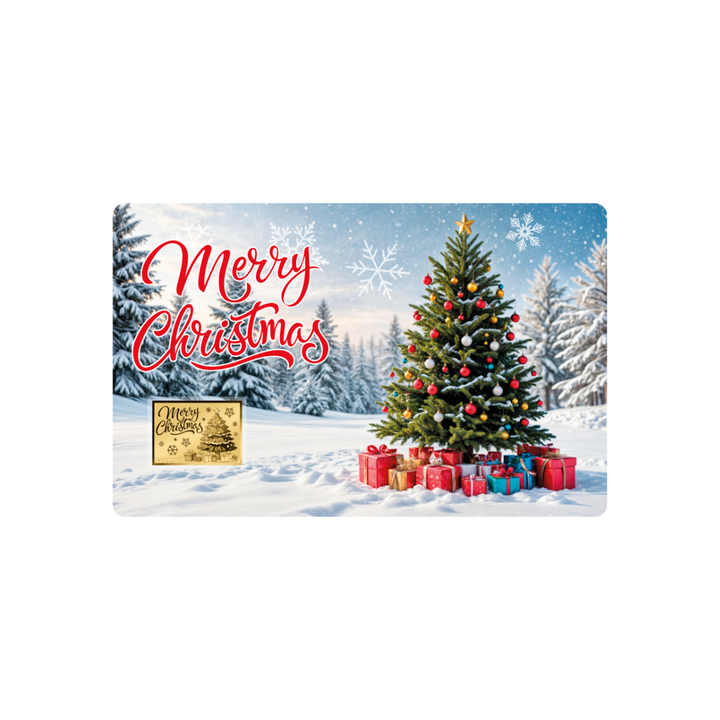 Merry Christmas Tree Coin Card - Gold Gift