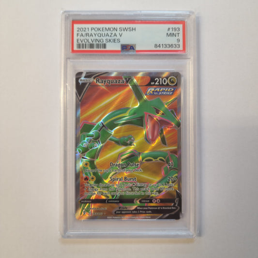 2021 Pokemon Evolving Skies Rayquaza V Full Art 193/203 PSA 9 Mint Preowned
