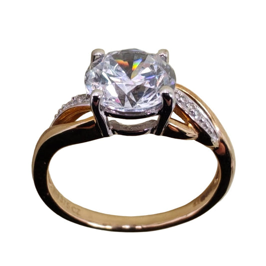 9ct Yellow Gold Fancy Ring with Cubic Zirconia Size K Approx 2.1g Preowned