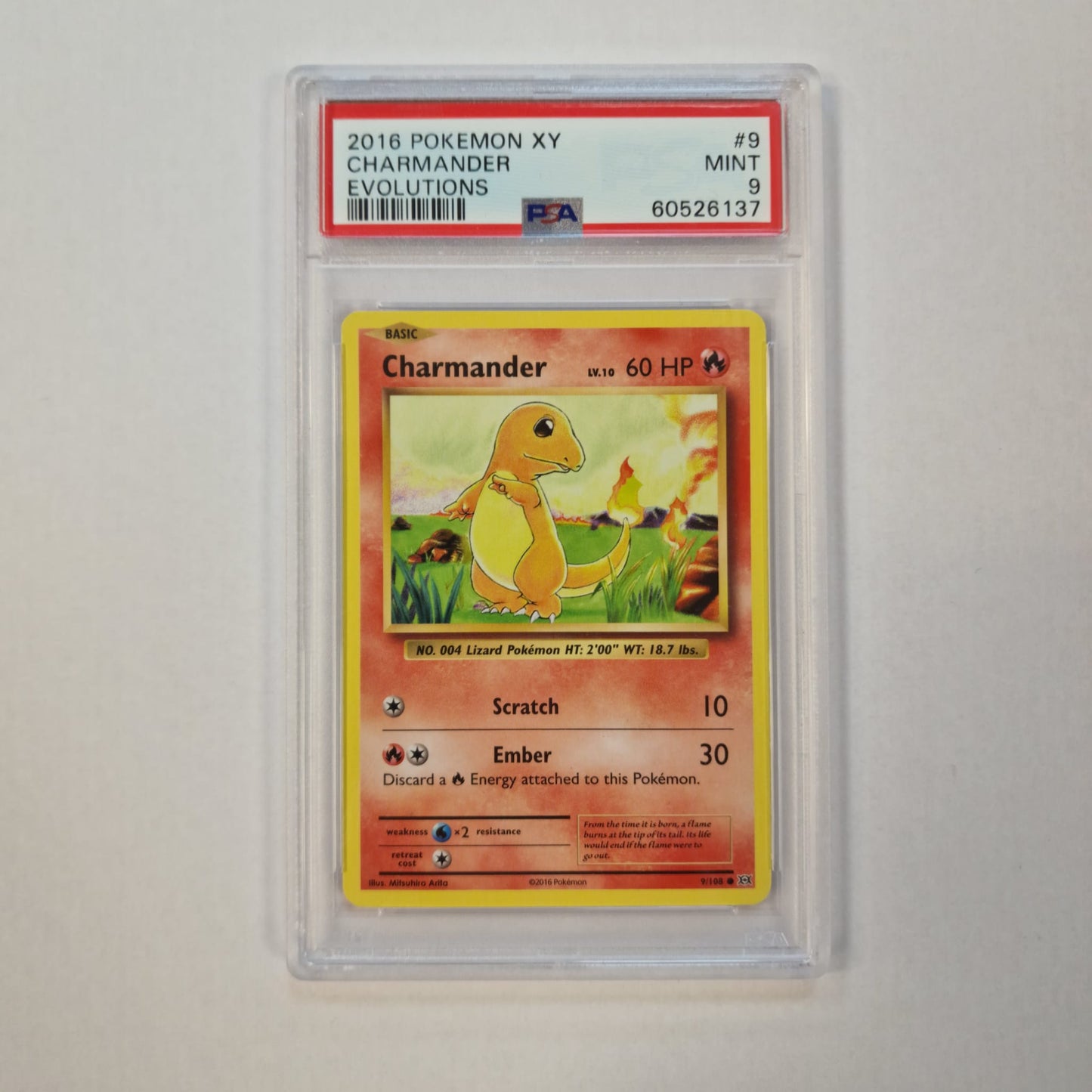 2016 Pokemon XY Charmander Evolutions 9/108 PSA Mint 9 Preowned