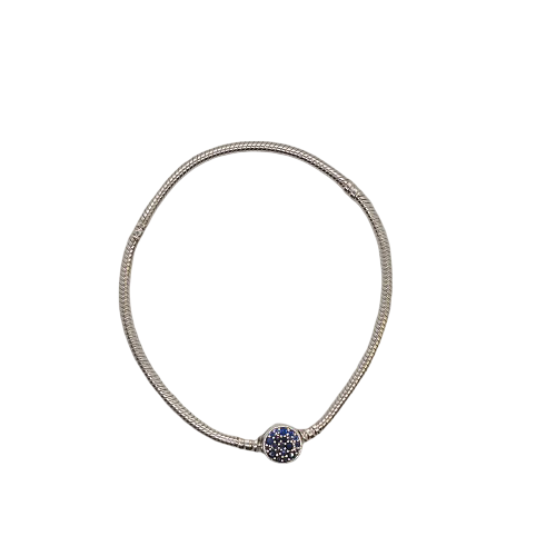 Pandora Sparkling Blue Disc Clasp 8" 925 Silver 15.5G Bracelet Preowned