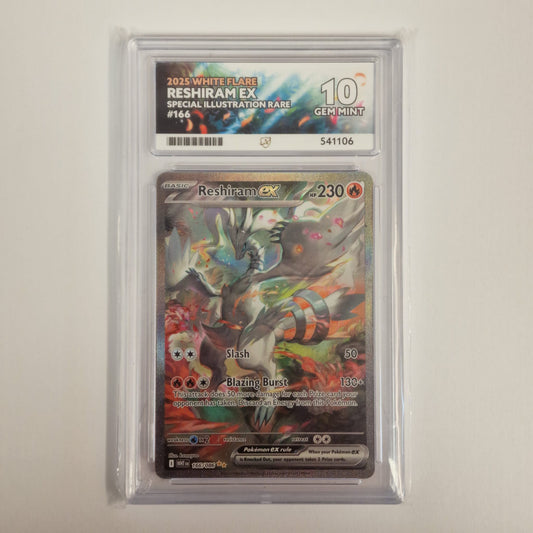 2025 Pokemon White Flare Reshiram EX SIR 166/086 ACE Gem Mint 10 Preowned