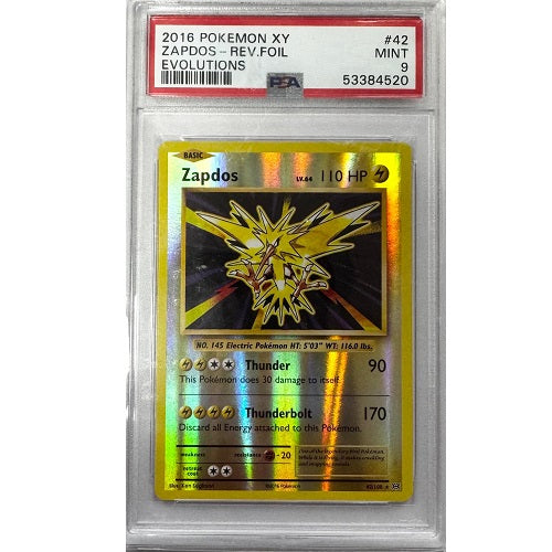 2016 Pokemon XY Zapdos Rev Foil 42/108 PSA 9 (Mint) Preowned