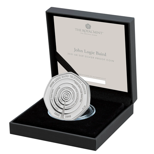 2021 John Logie Baird UK 50p Silver Proof Coin Preowned