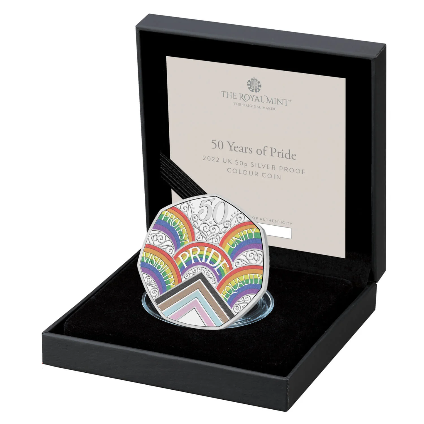 2022 50 Years of Pride UK 50p Silver Proof Coloured Coin Preowned