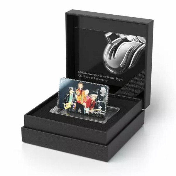 Rolling Stones 60th Anniversary Silver Stamp Ingot Royal Mail Preowned