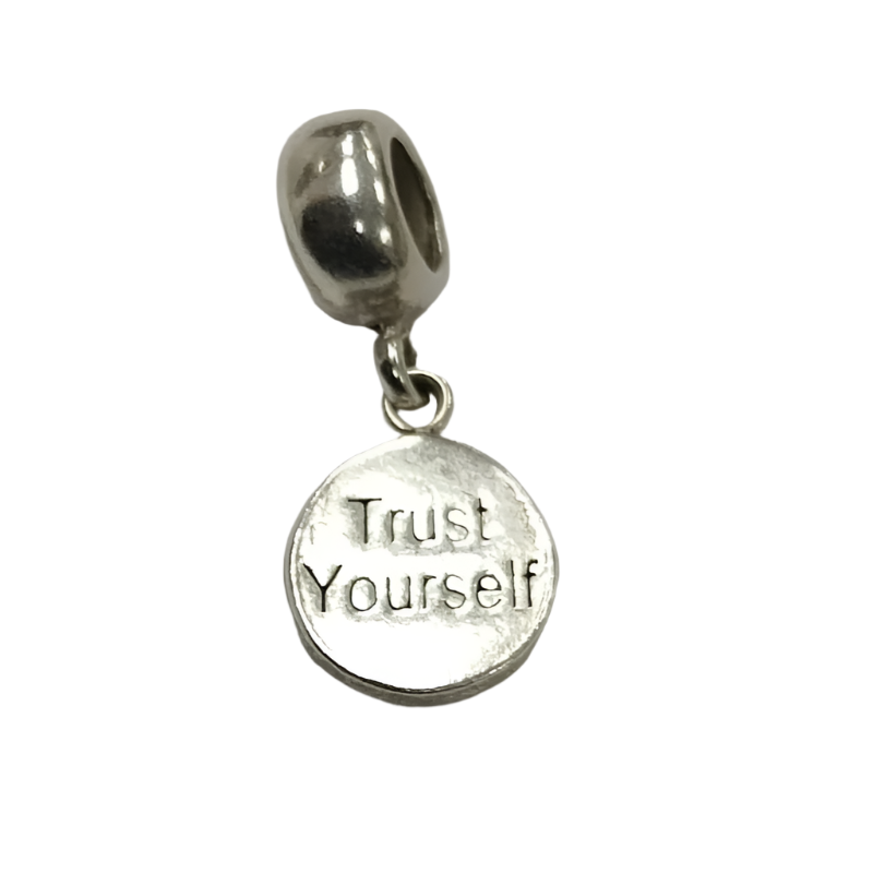 925 Silver Trust Yourself Dangle Charm 2.2g Preowned