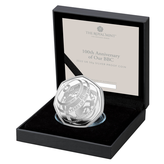2022 The 100th Anniversary of Our BBC UK 50p Silver Proof Coin Preowned