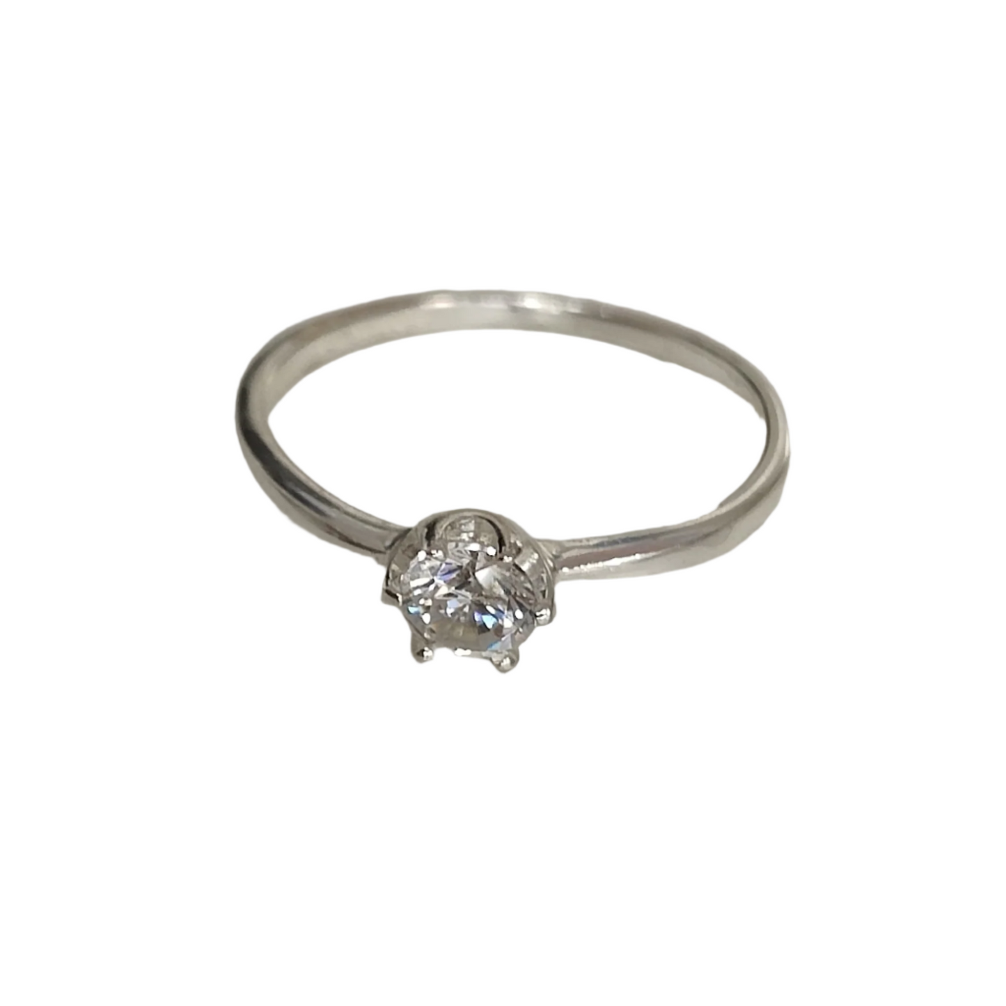 925 Silver Solitare Ring 1.2g Preowned