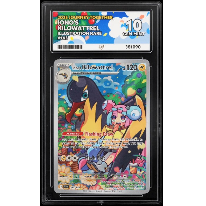 2025 Pokemon Journey Together Iono's Kilowattrel 163/159 ACE Gem Mint 10 Preowned