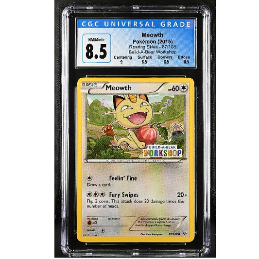 2015 Pokemon Build A Bear Work Shop Meowth 67/108 CGC Near Mint + 8.5 Preowned