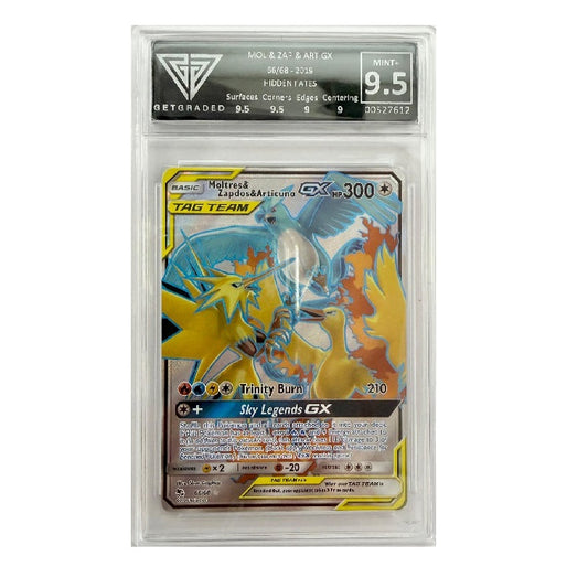 2019 Pokemon Hidden Fates Moltres & Zapdos & Articuno 66/68 Get Graded Mint + 9.5 Preowned