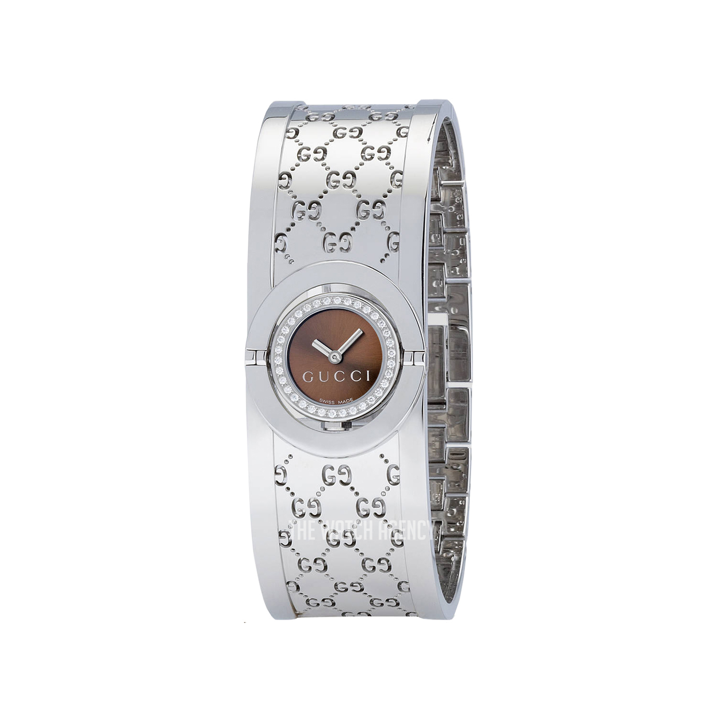 Gucci Twirl YA112513 Ladies Watch Brown/Silver Grade B Preowned